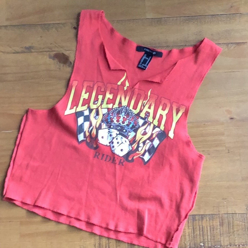 Forever 21 Red Graphic Tank Top